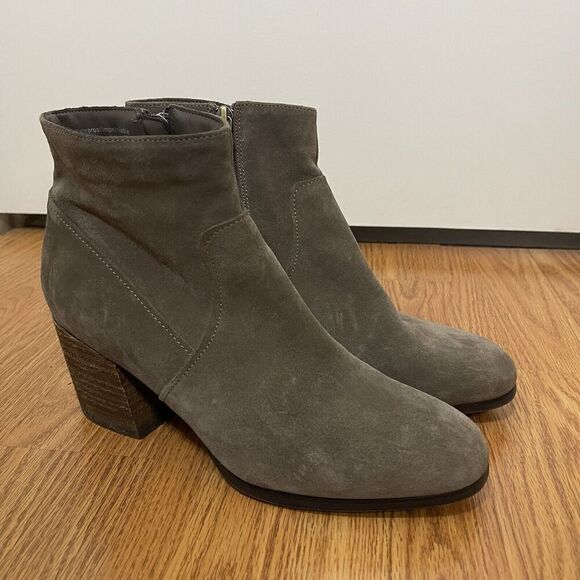 BLONDO brown taupe suede leather waterproof ankle heeled boots size 10 - Picture 1 of 9